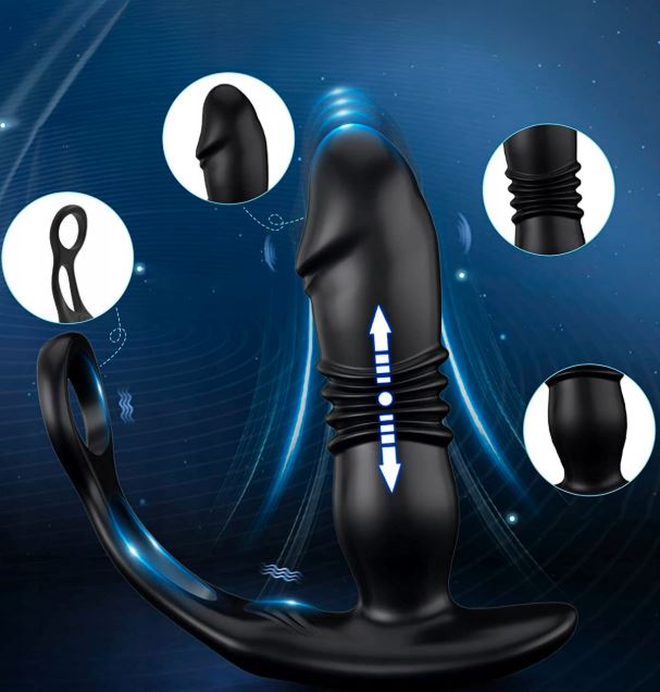 ZDALNIE STEROWANY MASAŻER PROSTATY POSUWISTY Z PILOTEM + RINGI JĄDRA PENIS - obrazek 5