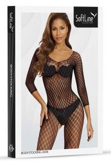 Erotyczny bodystocking siateczkowy SoftLine czarny One size - obrazek 2