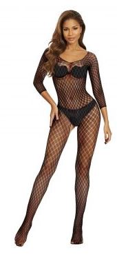 Erotyczny bodystocking siateczkowy SoftLine czarny One size - obrazek 3