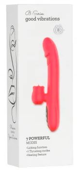 Wibrator silikonowy liżący pchający podgrzewany B Series Fox czerwony 24cm