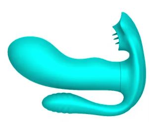 Potrójny stymulator łechtaczki z językiem B Series Cute zielony USB - obrazek 3